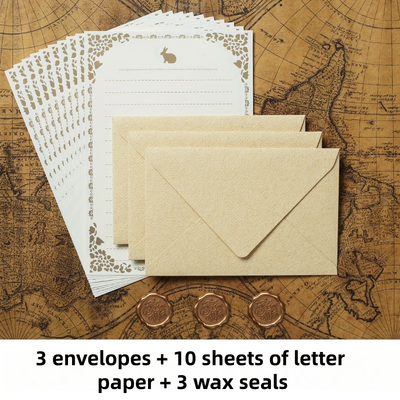 Letter Envelope Kraft - 16 個のヴィンテージリネン封筒高級結婚式招待状セットレトロレターペーパーワックスシールスタンプ付き誕生日グリーティングポーチ