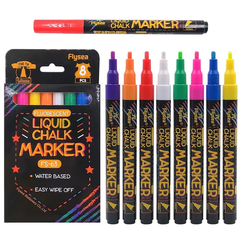Whiteboard Marker Set - 8 個の液体チョークマーカー - 洗える & ウェット消去チョークメーカーペン