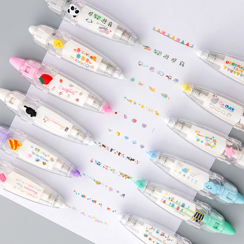Correction Tape Roller - KawaiiDuckパンダチェリーフィッシュバルーンイチゴプレスタイプ装飾修正テープ日記文房具学校用品