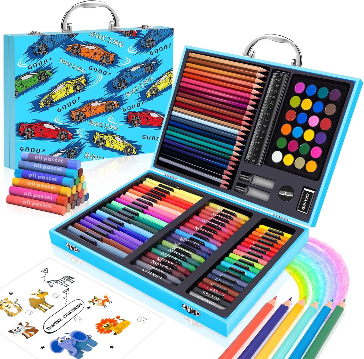 Highlighter Set Pastel - 110個入りアート＆クラフト用品セット、塗り絵ペンセット、マーカー/クレヨン/色鉛筆/オイルパステル/水彩絵の具入り