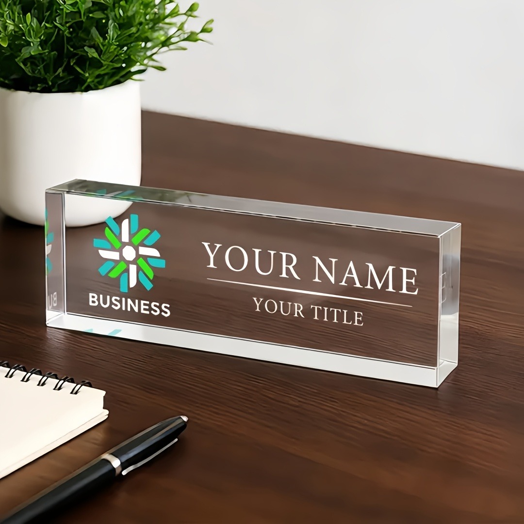 Desk Name Plate - 2Dフラットパーソナライズアクリルデスクネームプレートピンクのバラパステルフローラルデザインオフィスデスクデコレーション（装飾品のみ）