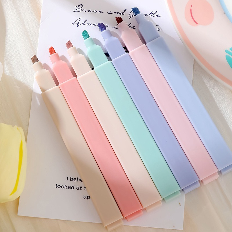 Highlighter Set Pastel - 6 ピース/セットパステルカラー蛍光ペンかわいい文具カラーマーカー学用品学生マーカー蛍光ペン日本の文具