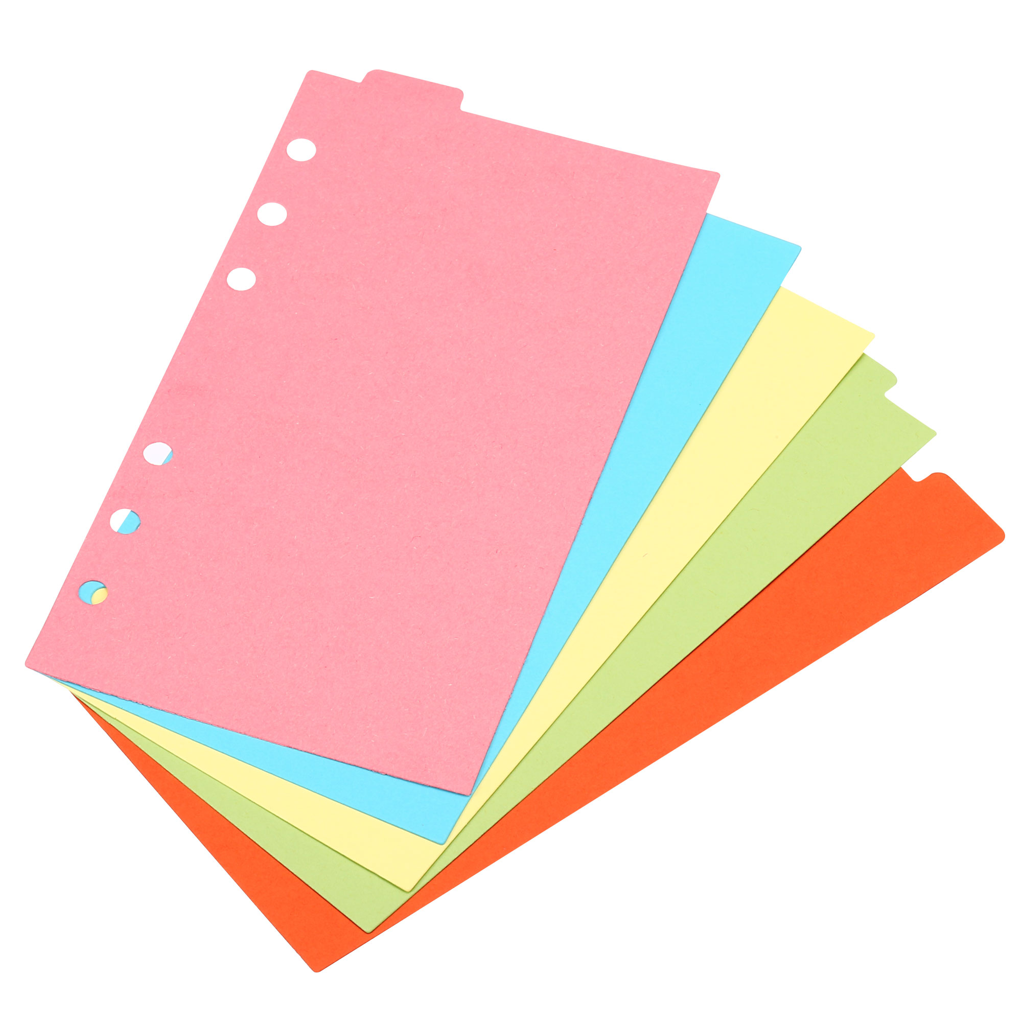 Index Tab Divider - 6リング、段ボールテーブルページ、分離紙、マルチカラーファイル、a6、4セット、5タブ用のインデックスディバイダー