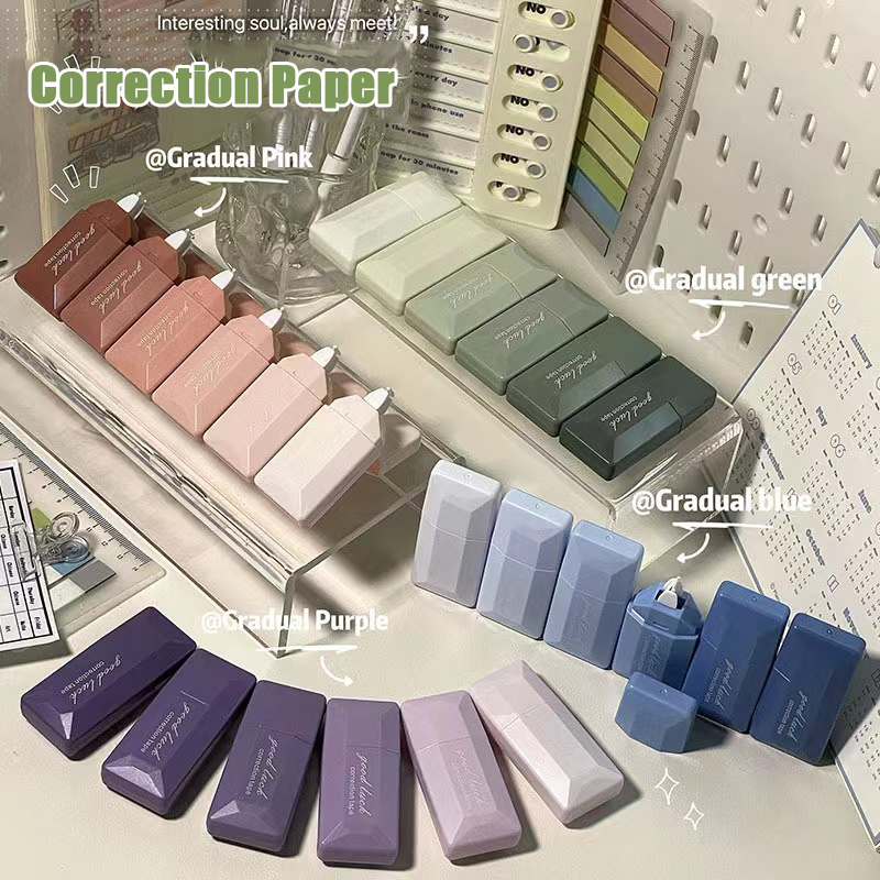 6PC カードスタイルのグラデーション修正テープ学生用サイレ - Correction Tape Roller のレビューと価格