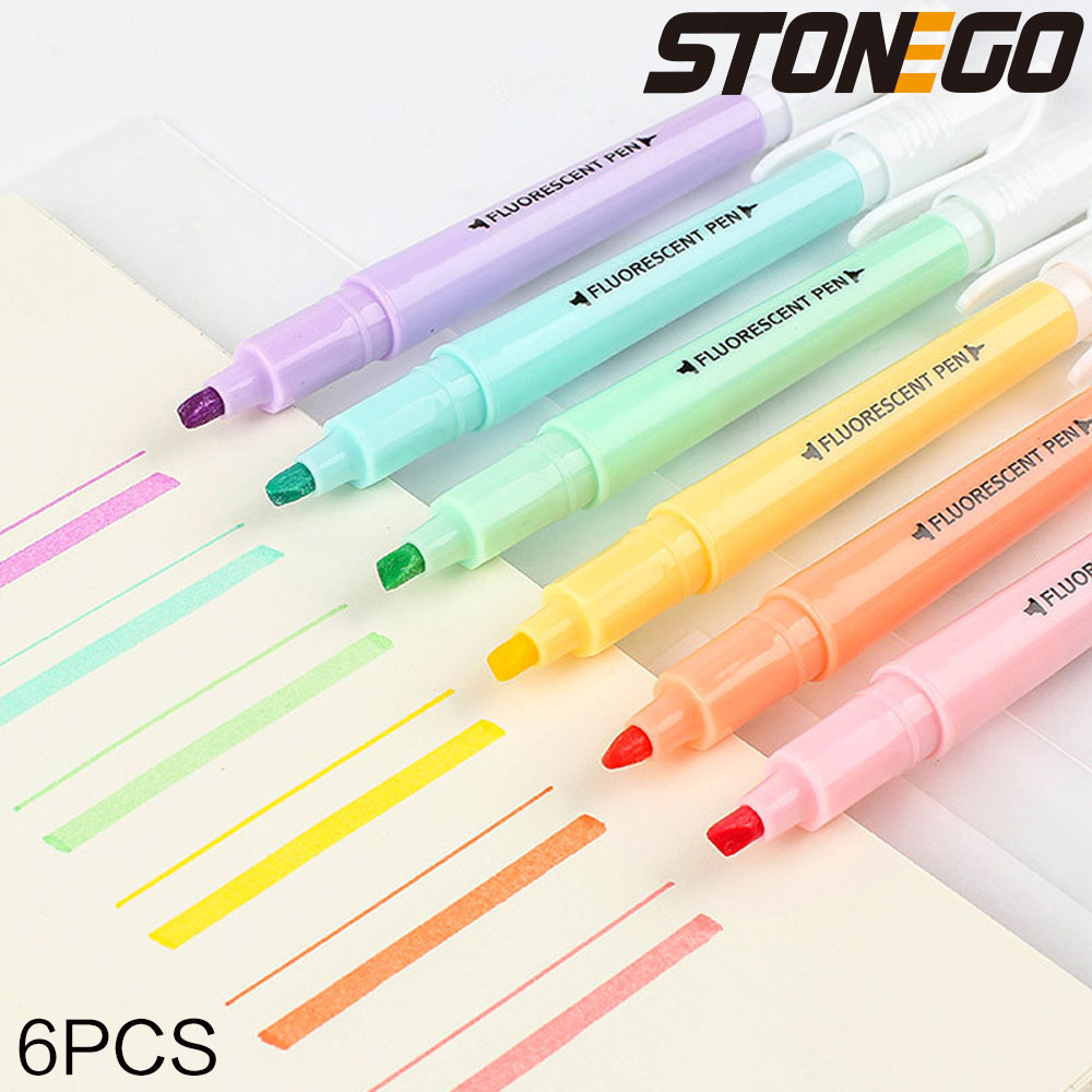Stonego-カラフルなデュアルチップ蛍光ペンセット、蛍光 - Highlighter Set Pastel のレビューと価格