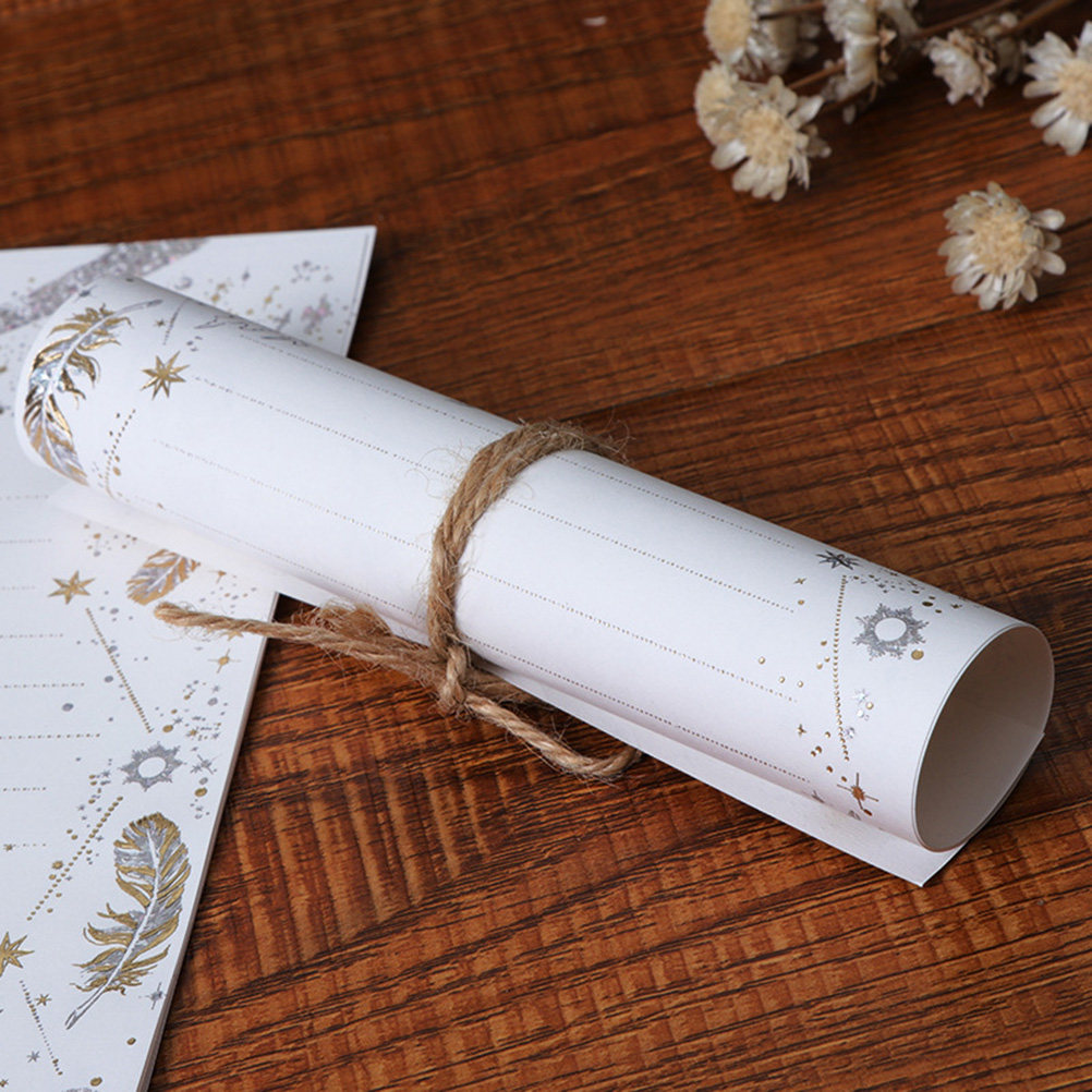 招待状用紙封筒セット ホットスタンピング フェザーパターン  - Letter Envelope Kraft のレビューと価格
