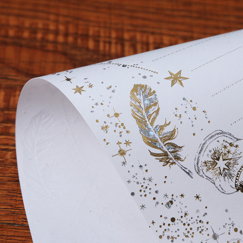 招待状用紙封筒セット ホットスタンピング フェザーパターン  - Letter Envelope Kraft のレビューと価格