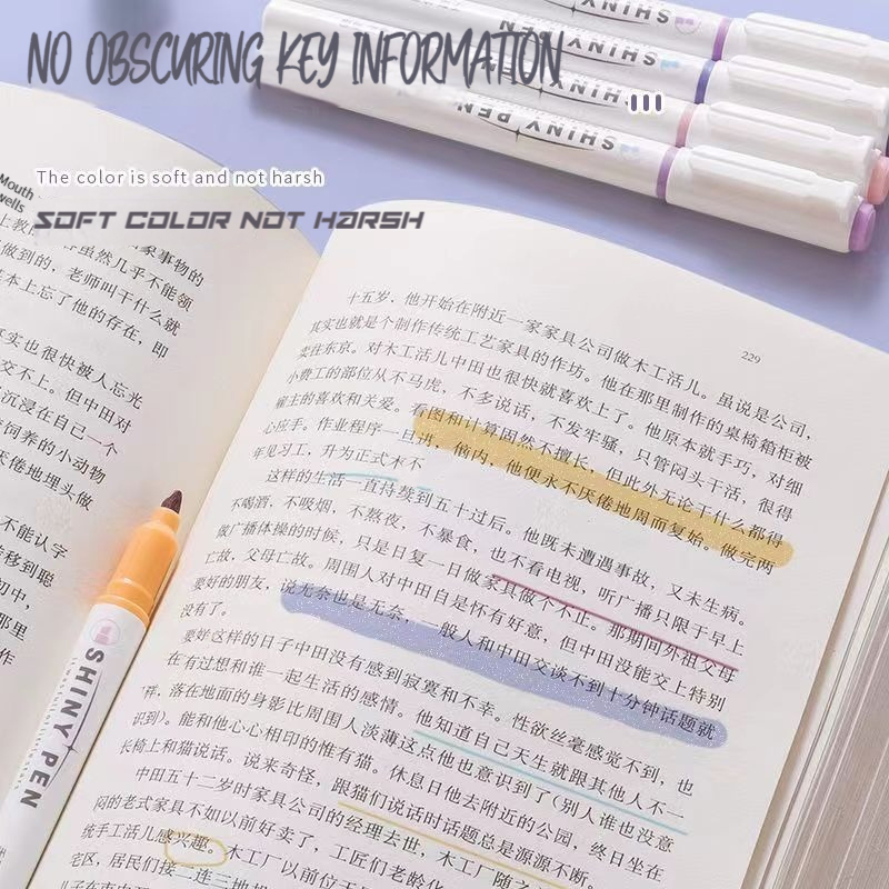 4本入り/箱 かわいいグリッターハイライターペン 細いパステ - Highlighter Set Pastel のレビューと価格