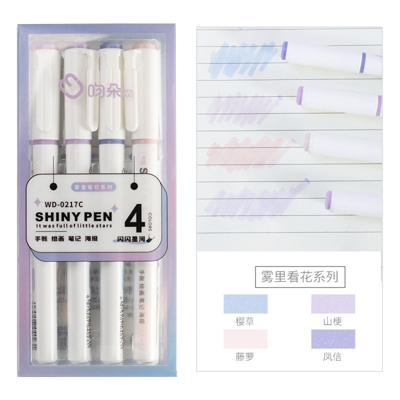 4本入り/箱 かわいいグリッターハイライターペン 細いパステ - Highlighter Set Pastel のレビューと価格