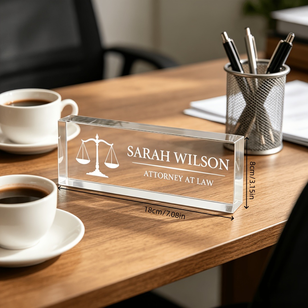 パーソナライズされた弁護士と裁判官用アクリルデスクネームプレ - Desk Name Plate のレビューと価格