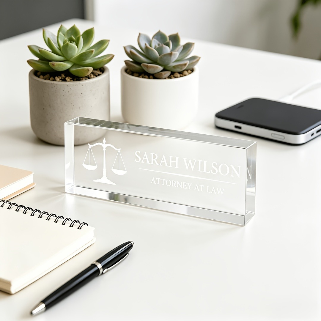 パーソナライズされた弁護士と裁判官用アクリルデスクネームプレ - Desk Name Plate のレビューと価格