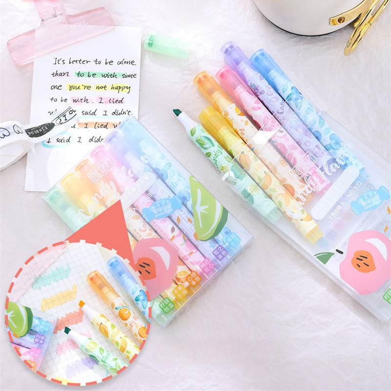 クリエイティブフルーツの香りの蛍光ペンソフトチップペン、スタ - Highlighter Set Pastel のレビューと価格