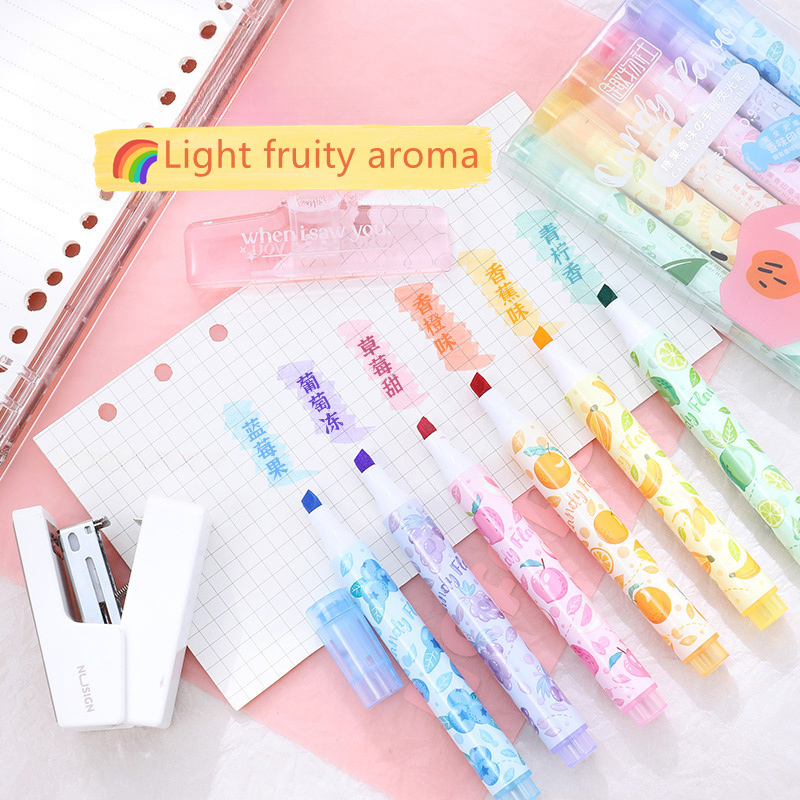 クリエイティブフルーツの香りの蛍光ペンソフトチップペン、スタ - Highlighter Set Pastel のレビューと価格
