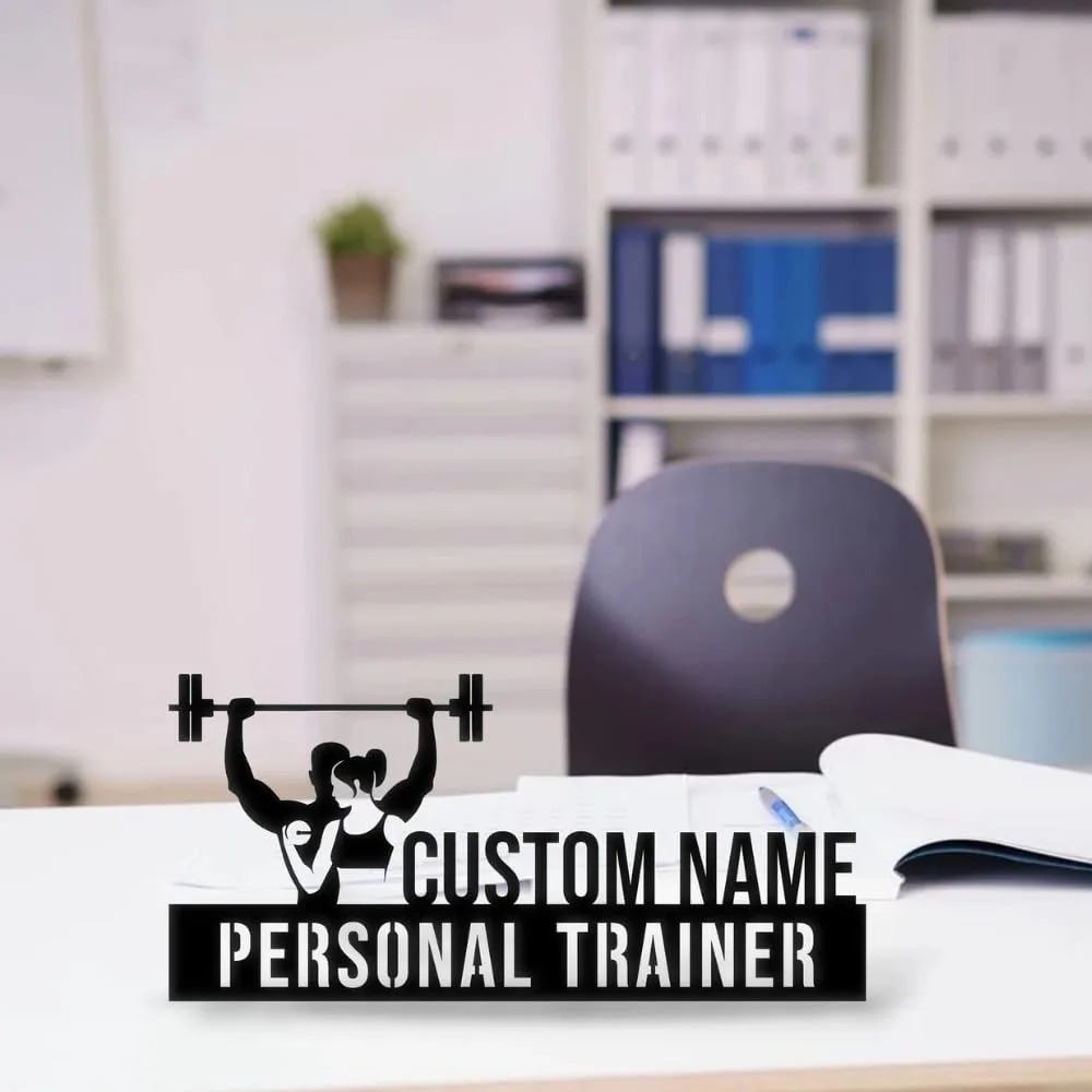 カスタム刻印入りパーソナルトレーナーメタルデスクネームプレー - Desk Name Plate のレビューと価格