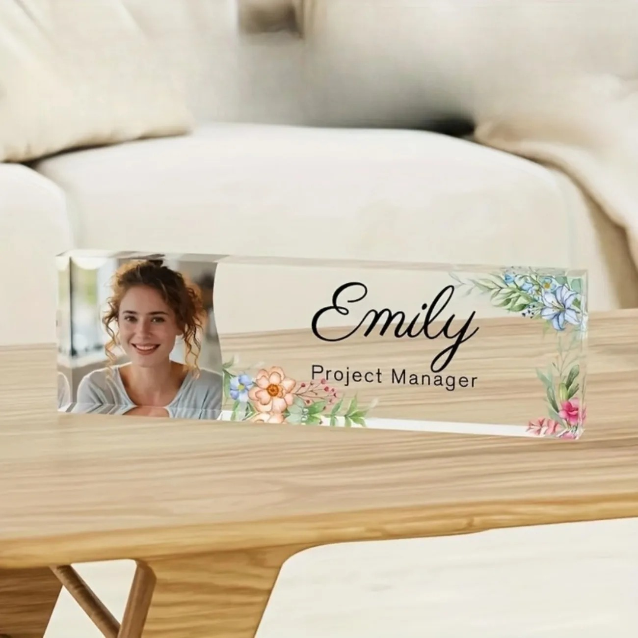 1個入りパーソナライズされた花柄アクリル製デスクネームプレー - Desk Name Plate のレビューと価格