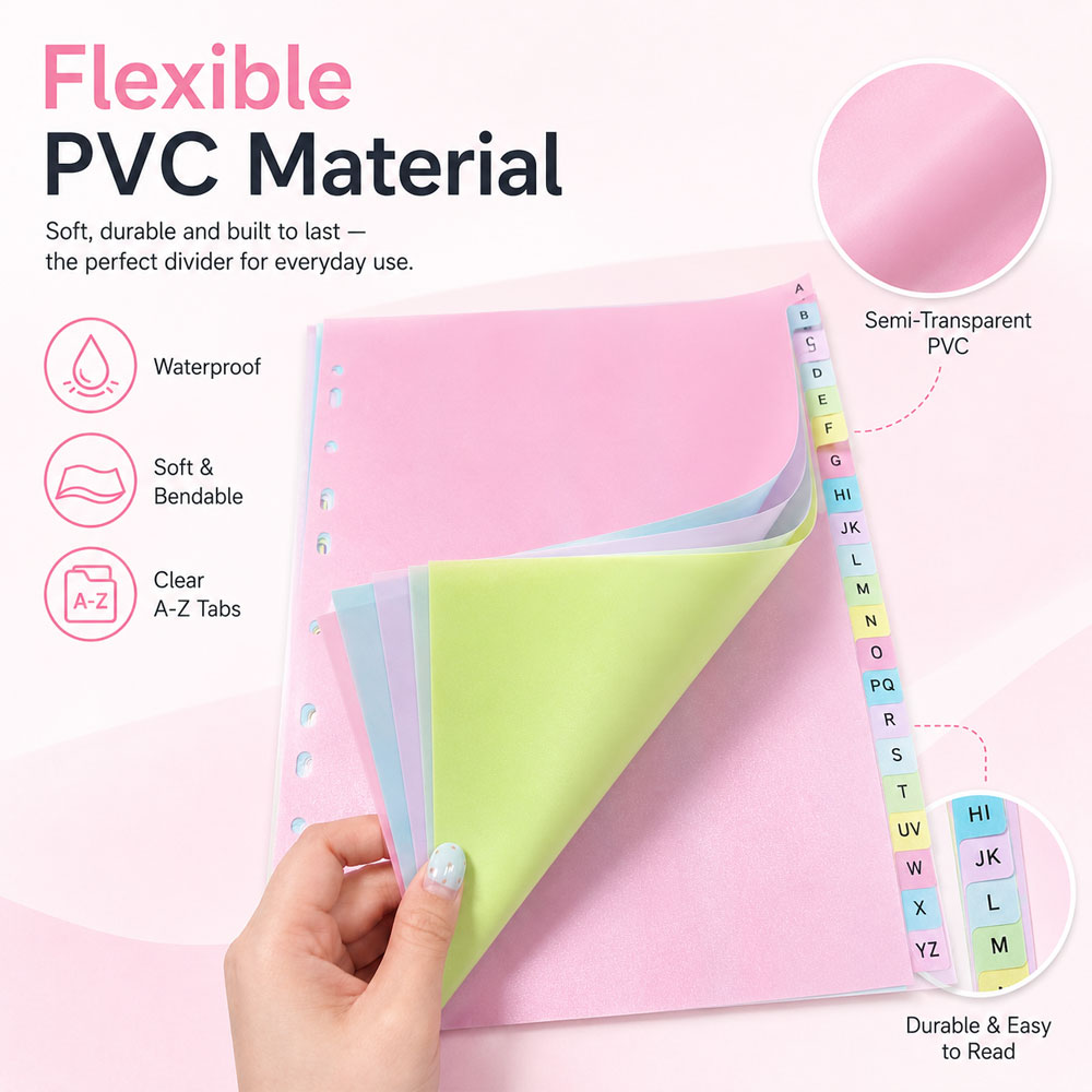 21枚入りA-Zアルファベットバインダーディバイダー、防水P - Index Tab Divider のレビューと価格