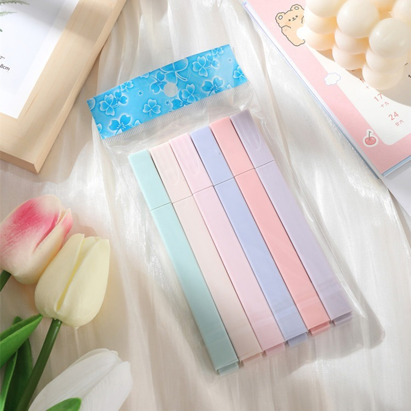 6 ピース/セットパステルカラー蛍光ペンかわいい文具カラーマ - Highlighter Set Pastel のレビューと価格