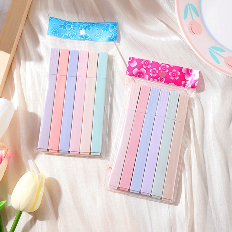 6 ピース/セットパステルカラー蛍光ペンかわいい文具カラーマ - Highlighter Set Pastel のレビューと価格